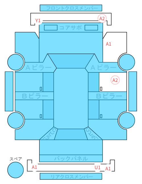 Body condition diagram (damage marks, Japanese labels)