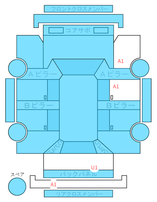Body condition diagram (damage marks, Japanese labels)