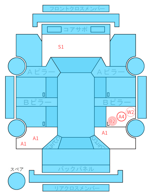 Body condition diagram (damage marks, Japanese labels)