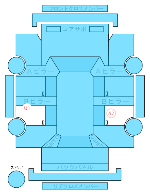 Body condition diagram (damage marks, Japanese labels)