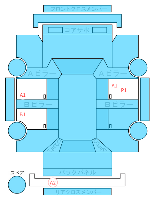 Body condition diagram (damage marks, Japanese labels)