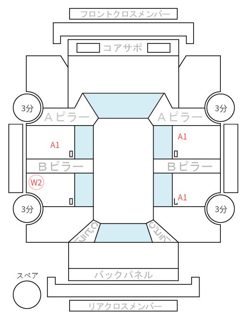 Body condition diagram (damage marks, Japanese labels)