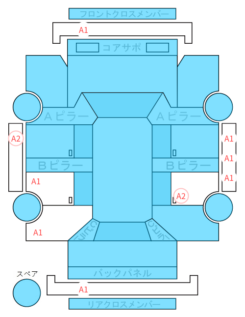 Body condition diagram (damage marks, Japanese labels)