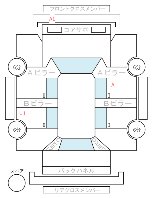 Body condition diagram (damage marks, Japanese labels)