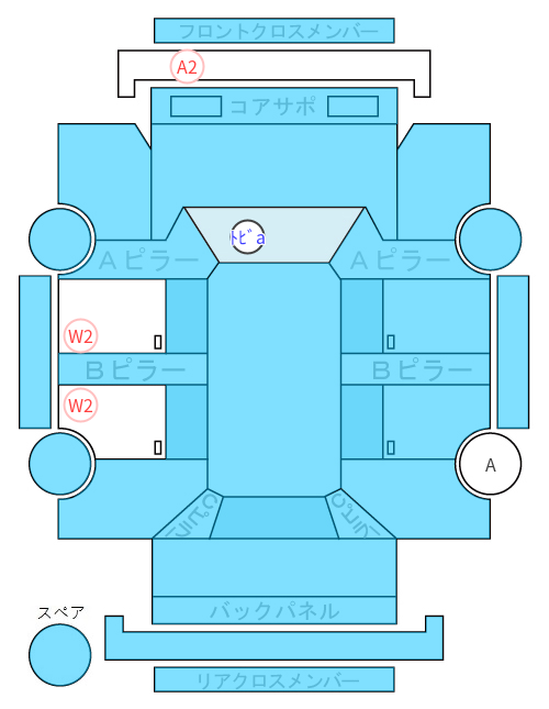 Body condition diagram (damage marks, Japanese labels)