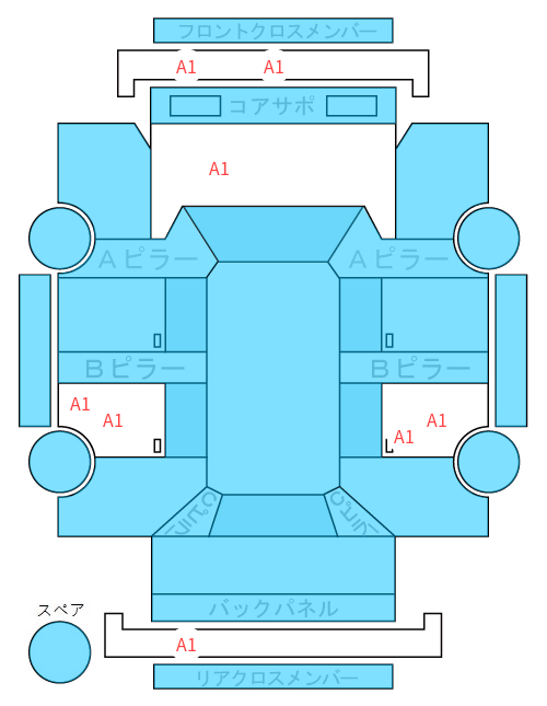 Body condition diagram (damage marks, Japanese labels)
