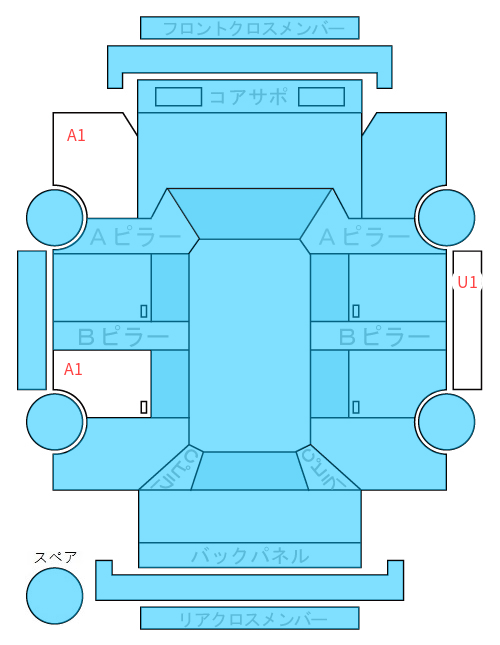 Body condition diagram (damage marks, Japanese labels)