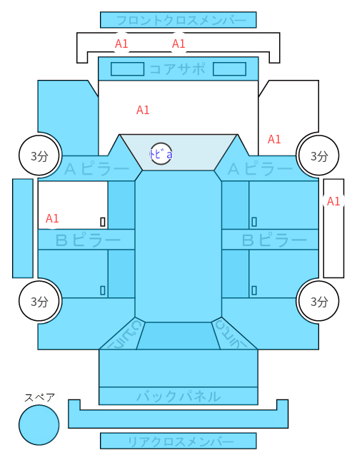 Body condition diagram (damage marks, Japanese labels)