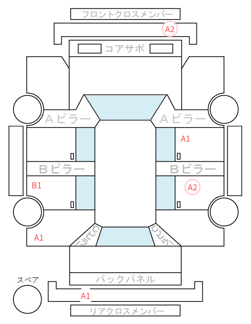 Body condition diagram (damage marks, Japanese labels)