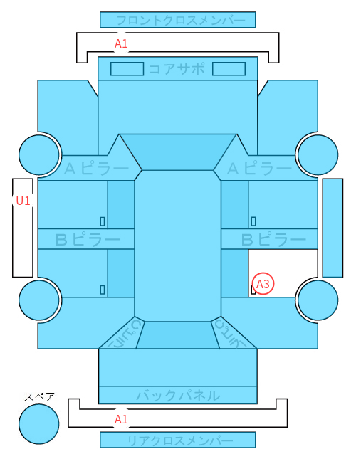 Body condition diagram (damage marks, Japanese labels)
