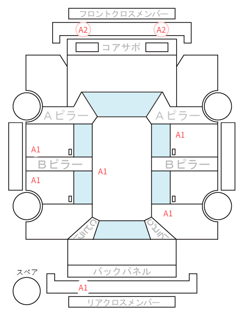 Body condition diagram (damage marks, Japanese labels)