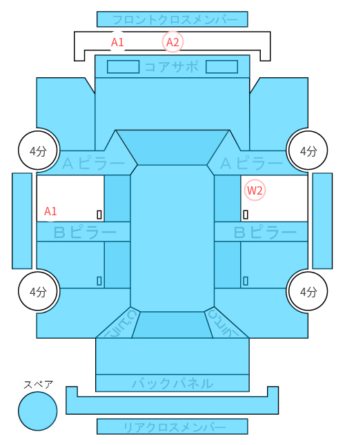 Body condition diagram (damage marks, Japanese labels)