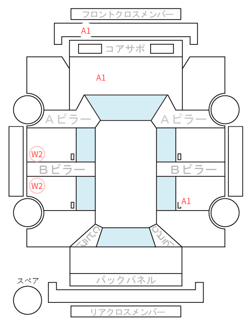 Body condition diagram (damage marks, Japanese labels)