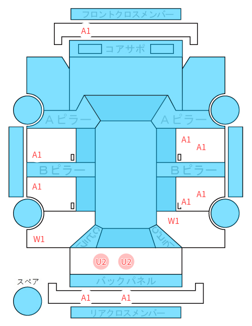 Body condition diagram (damage marks, Japanese labels)
