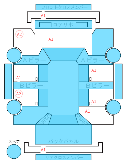 Body condition diagram (damage marks, Japanese labels)