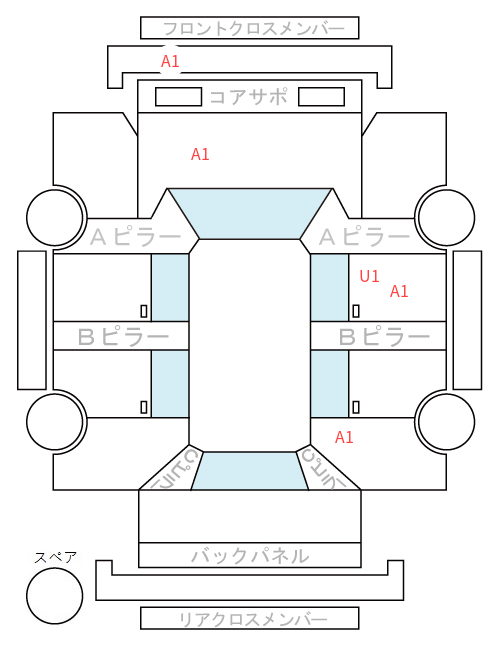 Body condition diagram (damage marks, Japanese labels)