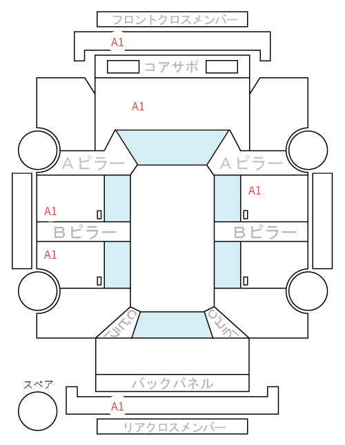 Body condition diagram (damage marks, Japanese labels)