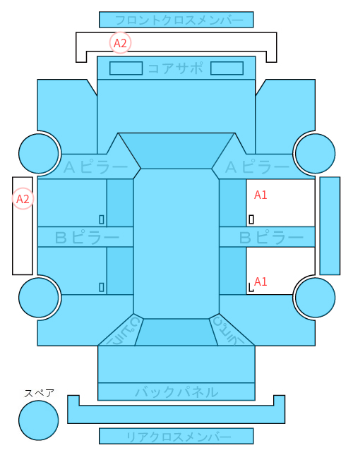 Body condition diagram (damage marks, Japanese labels)