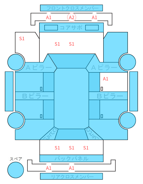Body condition diagram (damage marks, Japanese labels)
