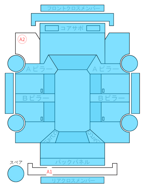 Body condition diagram (damage marks, Japanese labels)