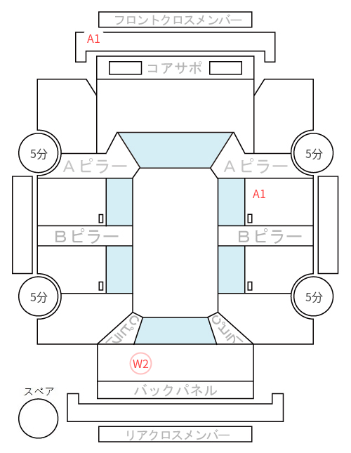 Body condition diagram (damage marks, Japanese labels)