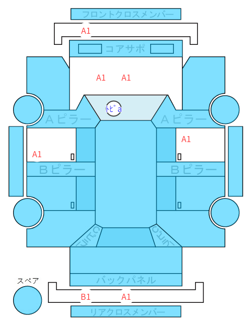 Body condition diagram (damage marks, Japanese labels)
