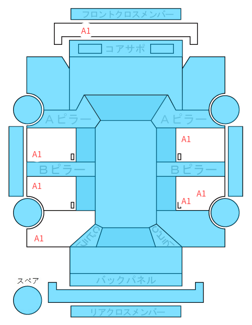 Body condition diagram (damage marks, Japanese labels)