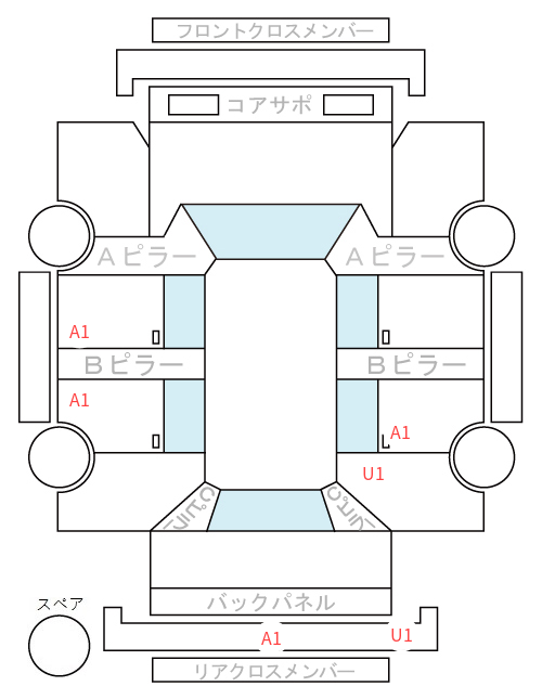 Body condition diagram (damage marks, Japanese labels)