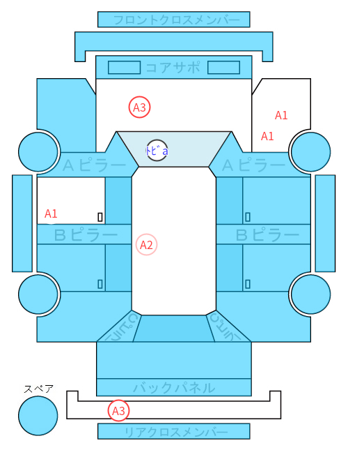 Body condition diagram (damage marks, Japanese labels)