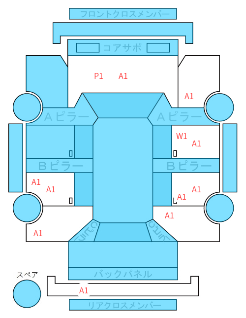Body condition diagram (damage marks, Japanese labels)