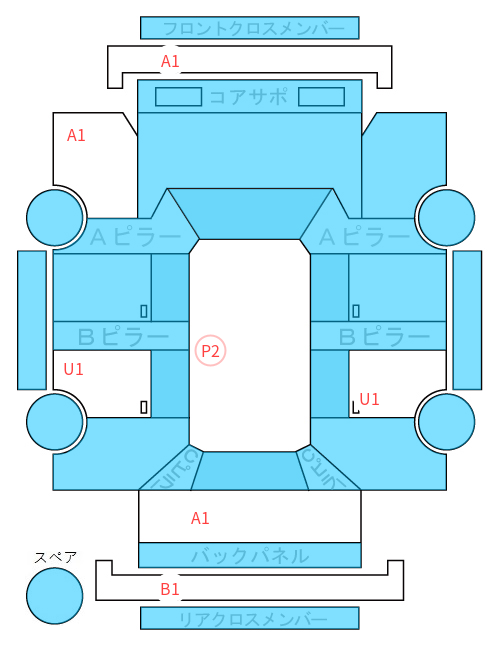 Body condition diagram (damage marks, Japanese labels)