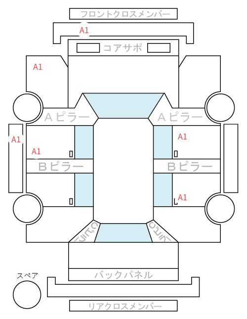 Body condition diagram (damage marks, Japanese labels)