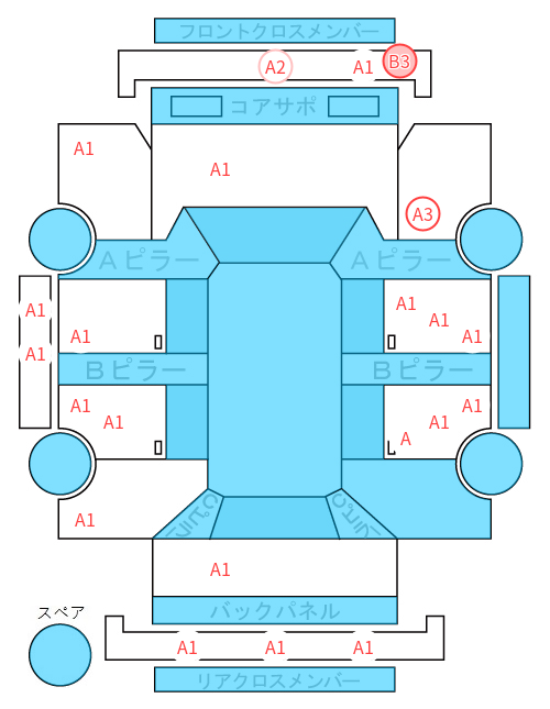 Body condition diagram (damage marks, Japanese labels)