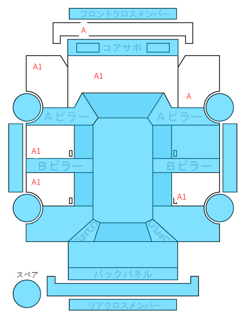Body condition diagram (damage marks, Japanese labels)