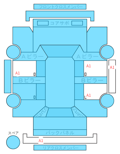 Body condition diagram (damage marks, Japanese labels)