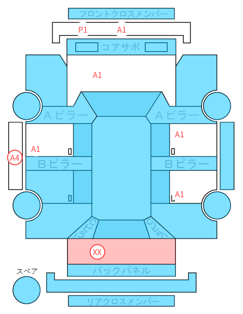 Body condition diagram (damage marks, Japanese labels)
