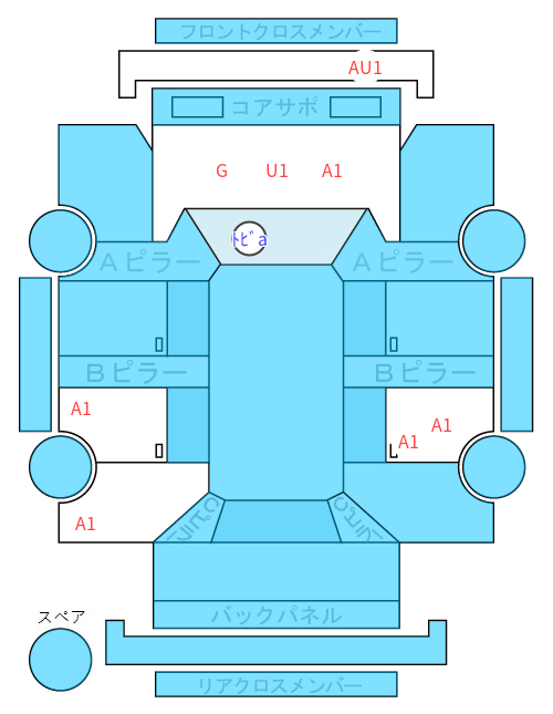 Body condition diagram (damage marks, Japanese labels)