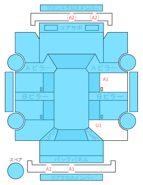 Body condition diagram (damage marks, Japanese labels)