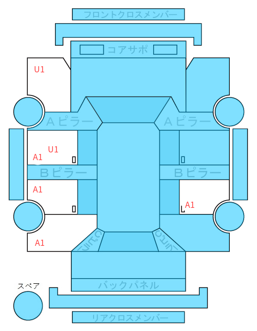 Body condition diagram (damage marks, Japanese labels)