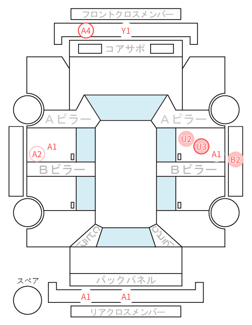 Body condition diagram (damage marks, Japanese labels)