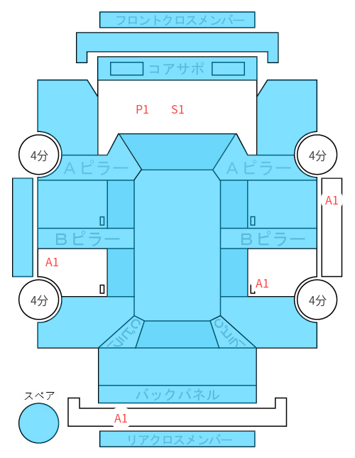 Body condition diagram (damage marks, Japanese labels)