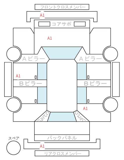 Body condition diagram (damage marks, Japanese labels)