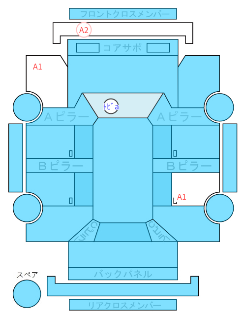 Body condition diagram (damage marks, Japanese labels)