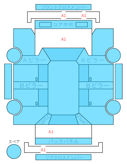 Body condition diagram (damage marks, Japanese labels)
