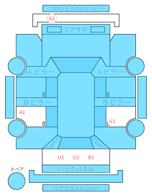 Body condition diagram (damage marks, Japanese labels)