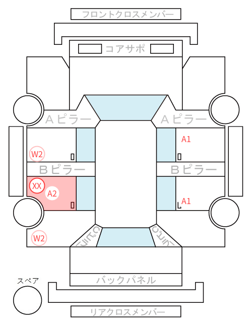 Body condition diagram (damage marks, Japanese labels)