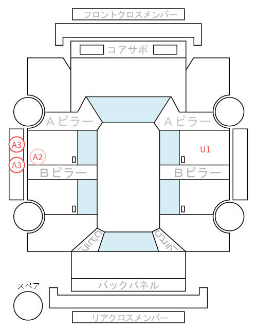 Body condition diagram (damage marks, Japanese labels)