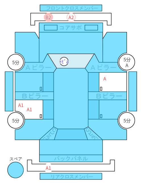 Body condition diagram (damage marks, Japanese labels)