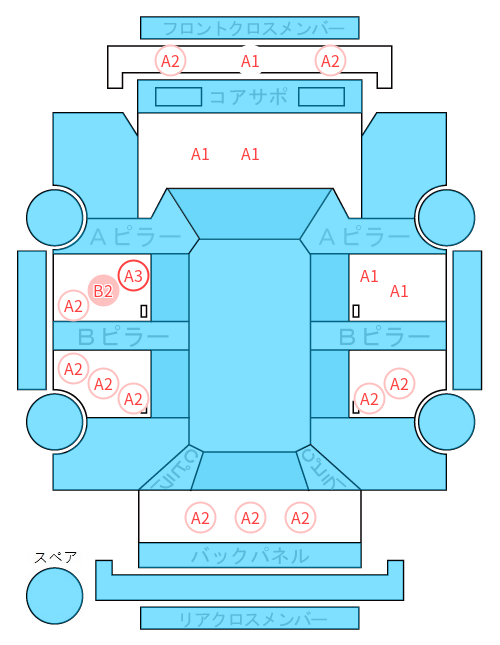 Body condition diagram (damage marks, Japanese labels)