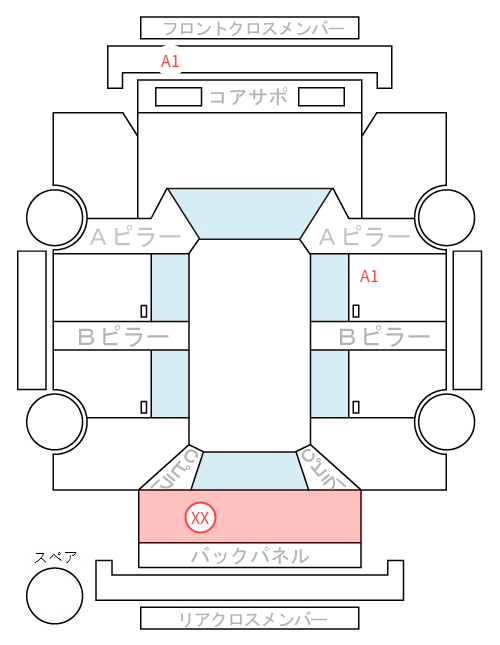 Body condition diagram (damage marks, Japanese labels)